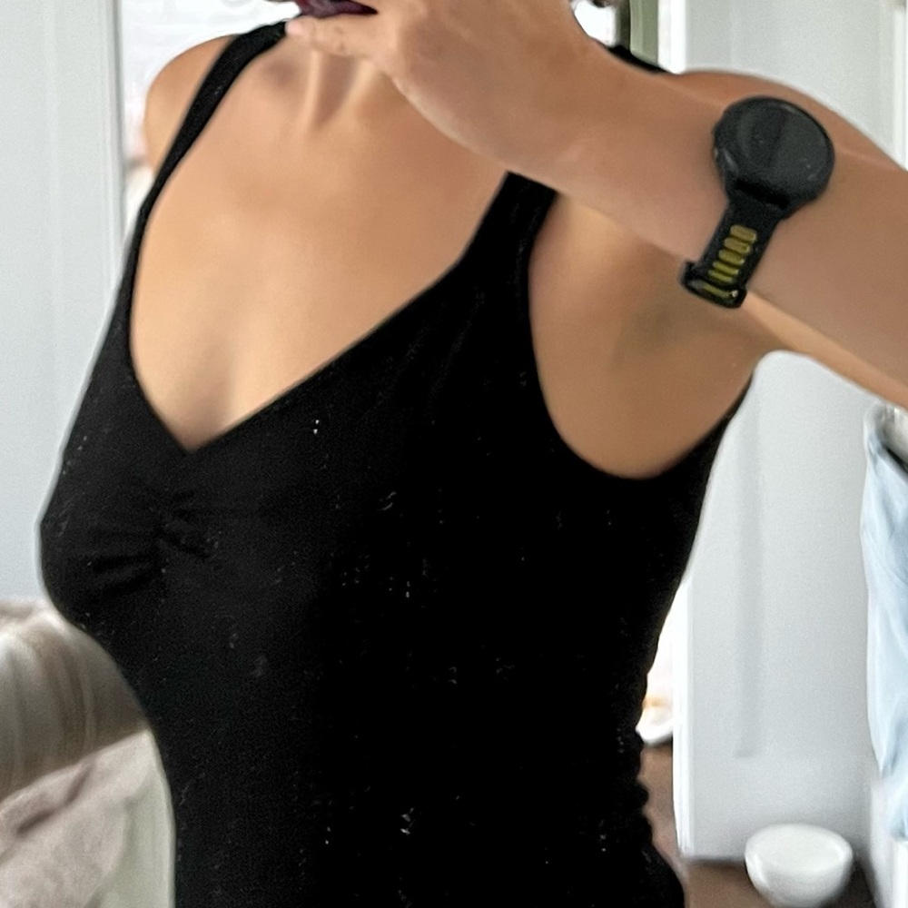 Lulu’s Black Ribbed Heart Neck Sleeveless Bodysuit